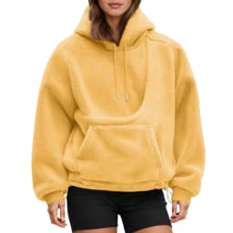 Women Fall And Winter Casual Fleece Solid Color Pet Pocket Hooded Sweatshirt Funny Adjustable Hem Pullover Hooded Women Pullover