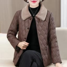 Winter Plush Jacket Winter Mom's Fashion Plus Size Loose Thick Fur Collar Coat For Mid-Aged Women With Velvet Warm Quilted Coat