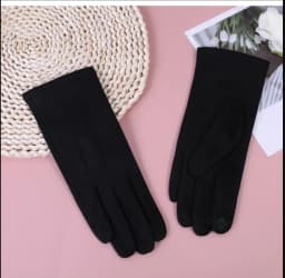 New Women Winter Keep Warm Touch Screen Thin Fleec Section Suede Fabric Female Elegant Solid Soft Cycling Drive Gloves
