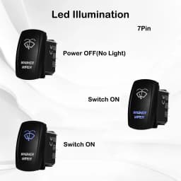 12V 24V Boat Trim Tabs Switch (ON)-OFF-(ON) Momentary Rocker Switch Waterproof Blue Light ON-OFF Toggle Switch With Harness