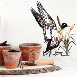 Wild Duck Wrought Iron Wall Art - Rustic Living Room Metal Decor & Hanging