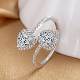 Huitan Aesthetic Flower Adjustable Finger Ring Female Brilliant Zirconia Jewelry for Engagement Ceremony Delicate Accessories