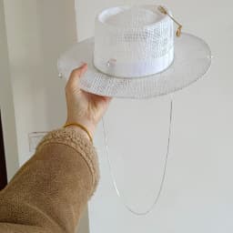 Metal letter beige straw hat handmade design hat pearl chain summer sun hat new letter hat beach women gorras para hombres