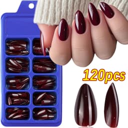 100pcs Black Almond Fake Nail Mid-length Solid Color Artificial Nail Removable Press On Nails Tip Almond Nail Art False Nail