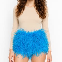 Real Ostrich Feather Fur Short Pants Hot Pants Sex Fashion 23A0409