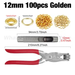 4mm/6mm/12mm Eyelet Grommet Install Plier With 100 Sets Eyelet Metal Hole Ring For DIY Leatherthercraft Bags Belts Shoes Clothes