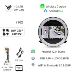 8+256G 7" Auto Android 14 Car Radio GPS Player Carplay Navi Bluetooth 4G LTE Wifi For BMW Mini Cooper R56 R57 R58 R60 2007-2013