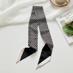 New Slim And Long 80x6CM Small Scarf For Women Versatile Black Striped Hair Tie Bag Decoration Scarves Party Gift