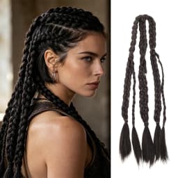20 Inch Medieval Braided Ponytail Extensions Heat Resistant Synthetic Fiber Clip in Viking Hair for Men Women