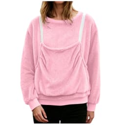 Women Fall And Winter Casual Plush Solid Color Pet Pocket Crew Neck Hoodless Sweatshirt Funny Jogging Suits Women Petite