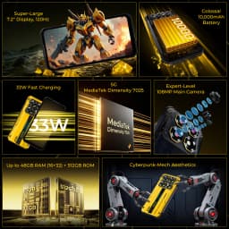 OUKITEL WP60 10000mAh Rugged Phone 7.2” HD+ Display 48GB(16+32) +512GB MTK 7025 Smartphone Android 15, 108MP Camera, NFC, 120Hz