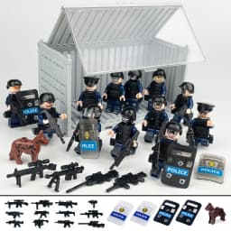 12 hot suits swat figurine puzzle small particles assembled building blocks toy anti-terrorism container DIY accessories