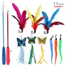 Kitten Toys Variety Pack Funny Cat Stick Scalable Cat Pole Plush Toy Feather Replacement Head Interactive Fun Pet Supplies