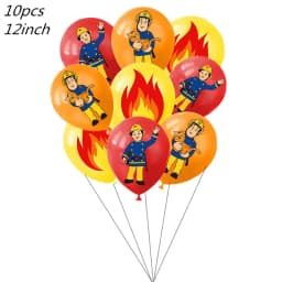 Fireman Sam Theme Happy Birthday Party Supplies Background Banner Paper Cup Plate Napkins Kids Boys Favor Balloons Decorations