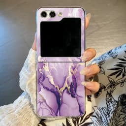 Marble Pattern Transparent Phone Case For Samsung Galaxy Z Flip 6 5 4 3 Clear Hard Folding Cover For Samsung Z Flip6 Flip5 Flip4