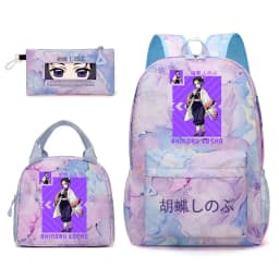 Kochou Shinobu Print School Backpack Set with Lunch Bag Pencil Case for Girls Kids Student Bookbag