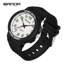 Sanda 6123 Trendy Design Soft Student Watch TPU Strap 50M Depth Waterproof Quartz Movement Children Fashion Sports Wrist Watch