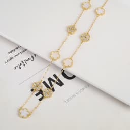 Natural Stone Shell Plant Five Leaf Flower Creative 20 Leaf Pendant Necklace Sweater Chain Women's Advanced Gift Clover