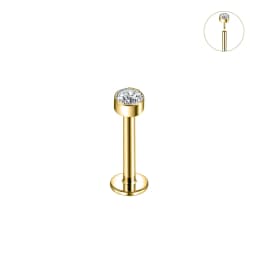 ZS 1PC 16G Rose Gold Plated Helix Piercing Earring Zircon Lip Stud Star Moon Labret Piercing Jewelry Crystal Lip Body Jewelry