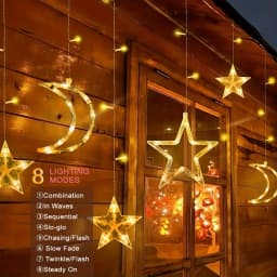 Star Moon String Light Battery Power Christmas Garland Fairy Lamp 3.5m LED Curtain Light for Garden Wedding Party Festival Decor
