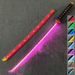 40in Demon Slayer Agatsuma Zenitsu Katana LED Mist Original Sabre Vapor Cosplay Accessories Prop Wood Schwert Vapour Toy Gift