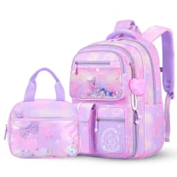 Girls 3Pcs School Backpack Set Sweet Cute Large Capacity Spine Protection Lightweight Children Primary Student Shoulder Bag
