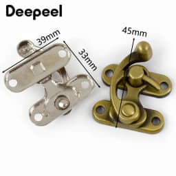 1-5Pcs 45X37mm Box Toggle Latch Hasp Metal Lock Decor Hasps Hook Clasp Curved Buckle For Jewelry Chest DIY Hardware Accessories