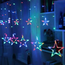 3.5m 138 LED Icicle Star Fairy Lights String Lantern Wreath Curtain Star Wedding Home Christmas Party New Year Decoration Lamp