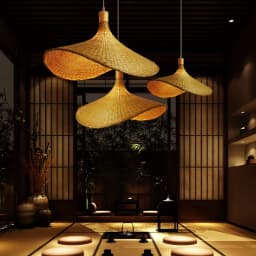 Modern Creative Straw Hat Chandelier Chinese Style Handmade Woven Bamboo Lamp Bamboo Chandelier Tea Room Rattan Hand-woven Lamps