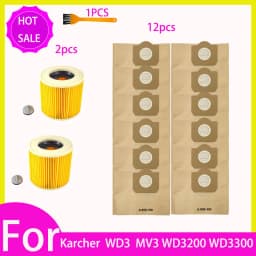 Replacement Dust Bag Hepa Filter For Karcher WD3 Premium WD3200 WD 3300 MV3 Accessories A2004 A2054 Vacuum Cleaner Spare Parts