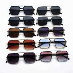 Hiking New Fashion Double Beam Polygonal Anti Light Glasses Retro Personalized Trendy Large Frame Eyewear European and American