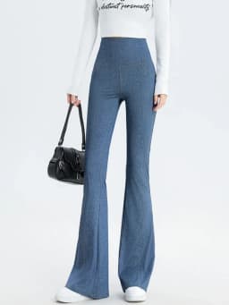 2024 Denim Women's Pants Micro Flared High Waist Abdomen Leggings New in Summer Stretch Sports Fitness Yoga Casual Pants Jeans