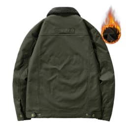 Winter Washed Sherpa Fleece Jacket Men's Thick Warm Casual Outerwear