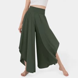 Women's Flowy Large Size Palazzo Pants Irregular Hem High Waist Casual Cropped Pants Summer Lightweight Elastic Beach Pants