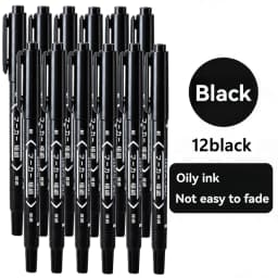 3/50/100Pcs/set Oil Double Tip Art Black Permanent Paint Marker Pen for Plastic Wood Stone Metal Glass Doodling Marking Graffiti