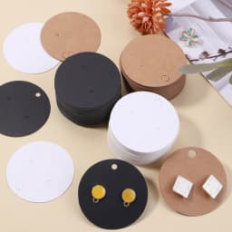 50pcs Earrings Display Cards 5x5cm Solid Round Blank Paper Cards Cardboard For Hang Price Tag Jewelry Holder Retail Packaging