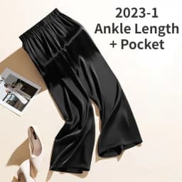 High Waist Silk Drape Straight Leg Pants Women's Casual Trousers Elegant Draped Straight Pants High Waist Silk Pants