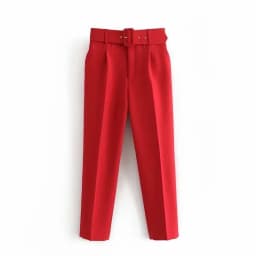 Spring Women's Slimming Versatile Belted Trousers Asymmetric Commute Sle High Waist Long Pants Casual Pants