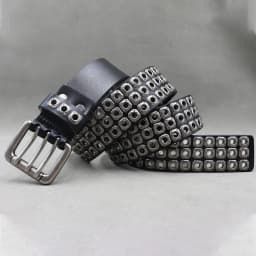 Designer Brand Belt Men Rivet Real Leather Pin Belt Male Black Rock Genuine Leather Cowhide Luxury Punk Belt Jeans