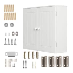 White Bathroom cabinet Bathroom wall cabinet Kitchen storage cabinet with double doors and adjustable shelves White