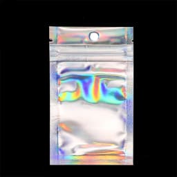 50pcs Self-Sealing Laser Small Plastic Bags for Jewelry Pouch with Clear Display Window Jewelry Packaging Gift Storage Bag