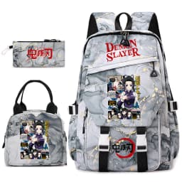 Demon Slayer Anime Backpack Set for Girls Demon Slayer 3Pcs School Bag Lunch Kit Pouch