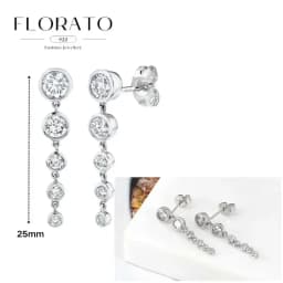 FLORATO 925 Sterling Silver Earrings Chain Tassel Pendant Earrings Zircon Silver Earrings for Women Trend Luxury Wedding Jewelry