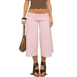 Summer Gaucho Pants Women Fold Over Cropped Capri Pants Low Rise Wide Leg Yoga Capris Palazzo Culotte Stretch Bottoms Streetwear