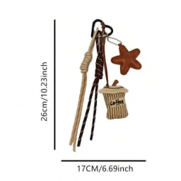 Creativity Bread Coffee Cup Soft Pendant Hairpin Brown Nylon Rope Woven KeyChain For Bag Car Simulation Coffee Charm