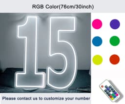 30inch Color-Changing Neon Sign Numbers - Free Standing & Hanging Option for Birthday Wedding Party Decor Lighting