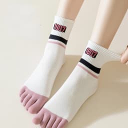 New Five-Finger Ladies Breathable Sweat-Absorbing Mid-Tube Split-Toed Socks Cute Cartoon Student Girl Socks