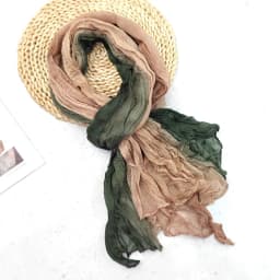 Fashionable Trend Gradient Blue Fold Shawl Soft Retro Pleated Long Scarf Sunscreen Scarf Spring Summer