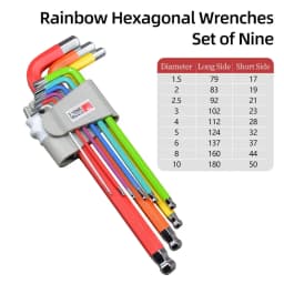 ThinkRider Color Bike Repair Tools L Wrench Bicycle Inner Hexagon Tool Hex Key Wrench Set1.5 2 2.5 3 4 5 6 8 10mm