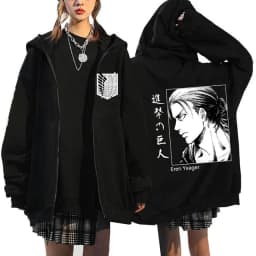 Anime Attack on Titan Final Season Zip Up Hoodie Shingeki No Kyojin Y2k Zippper Jackets Sweatshirts Eren Yeager Mange Streetwear